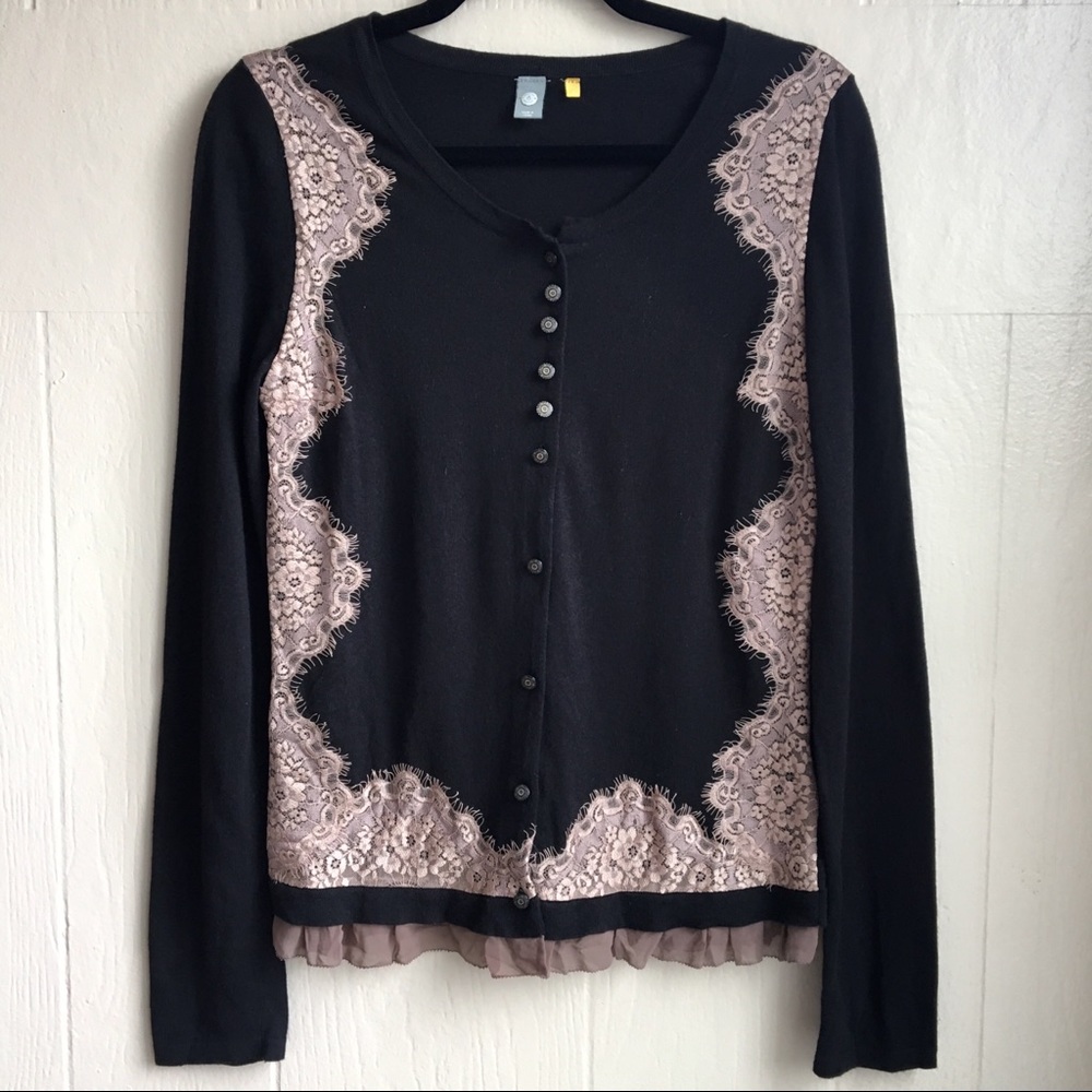 Anthropologie Lace Trimmed Cardigan